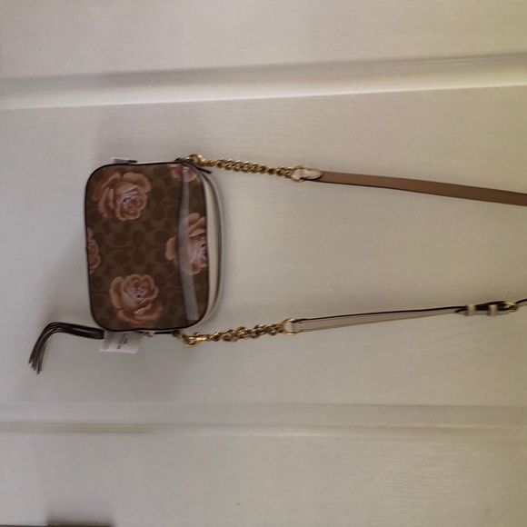 coach rose print camera bag